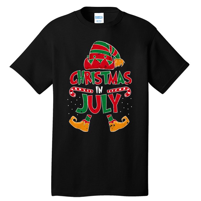 Christmas In July Elf Beach Summer Funny Christmas In July Tall T-Shirt