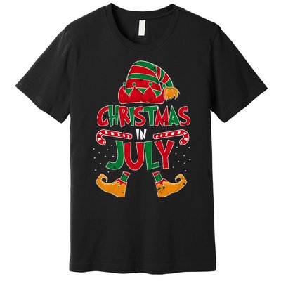 Christmas In July Elf Beach Summer Funny Christmas In July Premium T-Shirt