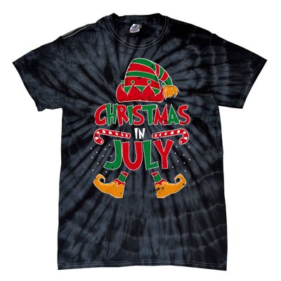 Christmas In July Elf Beach Summer Funny Christmas In July Tie-Dye T-Shirt