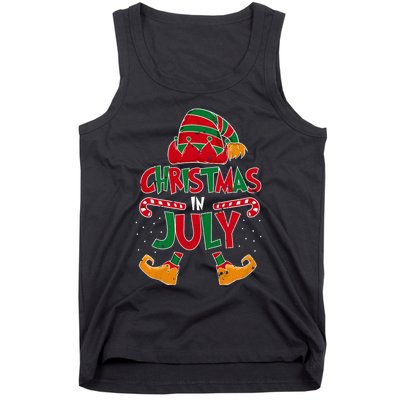 Christmas In July Elf Beach Summer Funny Christmas In July Tank Top