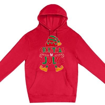 Christmas In July Elf Beach Summer Funny Christmas In July Premium Pullover Hoodie