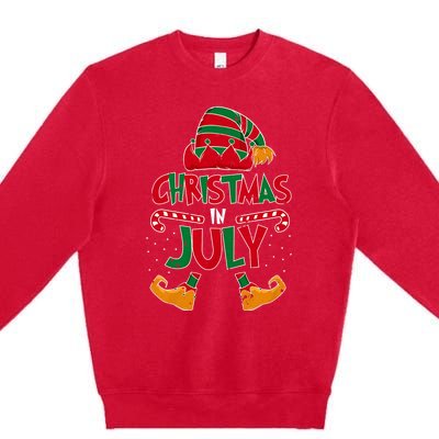 Christmas In July Elf Beach Summer Funny Christmas In July Premium Crewneck Sweatshirt