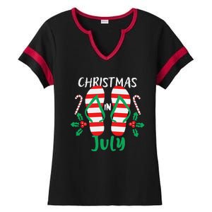 Christmas in July Flip Flops Summer Tee Ladies Halftime Notch Neck Tee