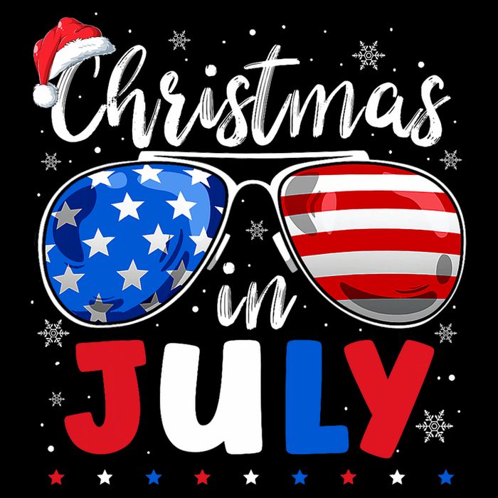 Christmas In July Santa Hat Sunglasses Usa Flag 4th Of July Drawstring Bag
