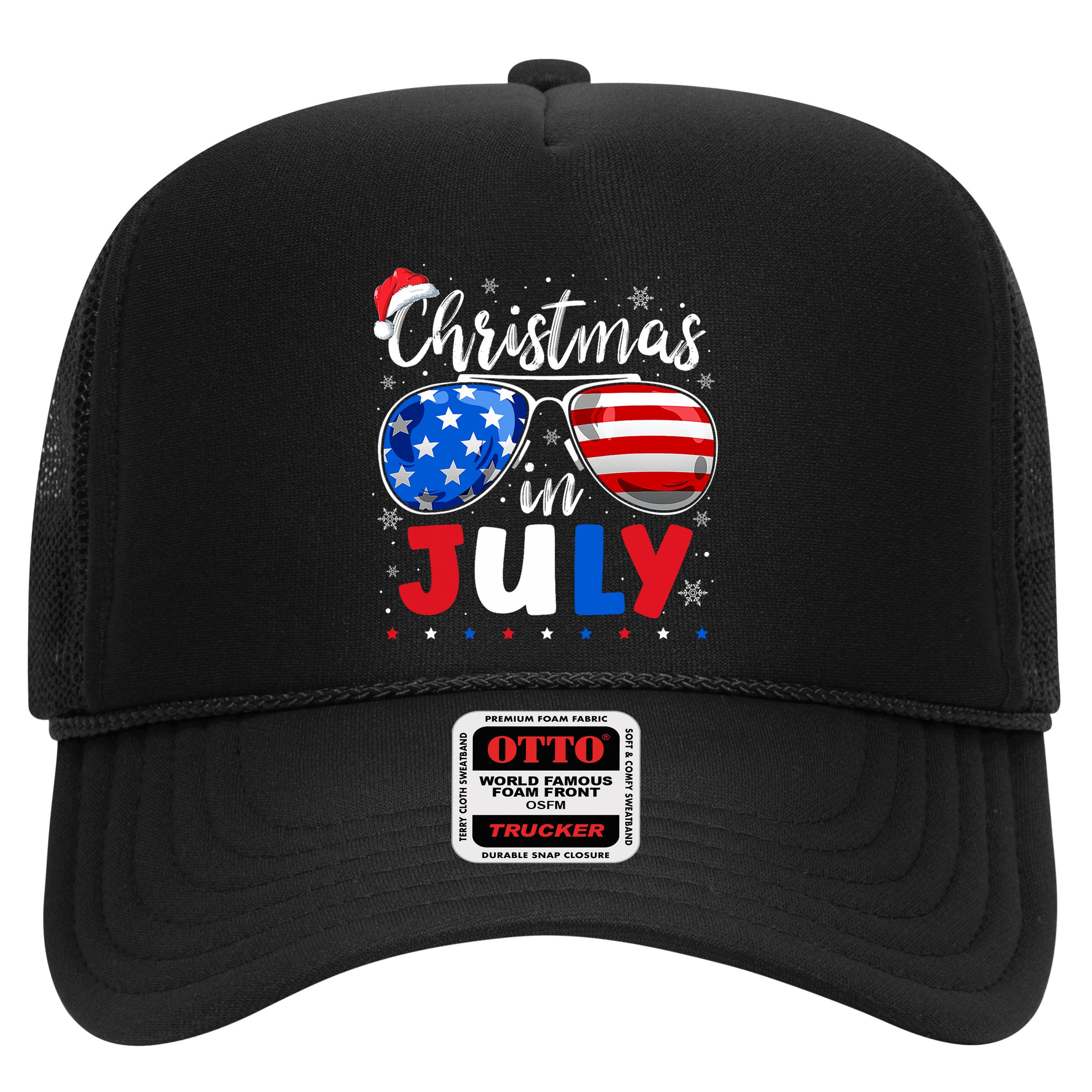 Christmas In July Santa Hat Sunglasses Usa Flag 4th Of July Hat