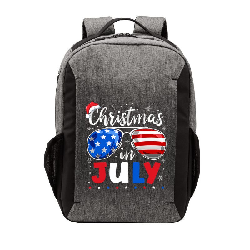 Christmas In July Santa Hat Sunglasses Usa Flag 4th Of July Vector Backpack
