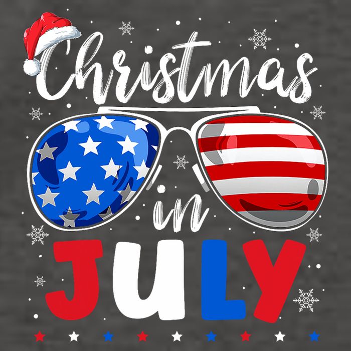 Christmas In July Santa Hat Sunglasses Usa Flag 4th Of July Vector Backpack