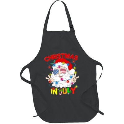 Christmas In July Santa Hat Sunglasses Usa Flag Summer Apron