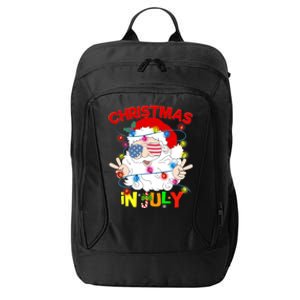 Christmas In July Santa Hat Sunglasses Usa Flag Summer City Backpack