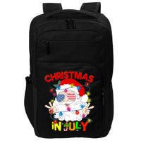 Christmas In July Santa Hat Sunglasses Usa Flag Summer Impact Tech Backpack