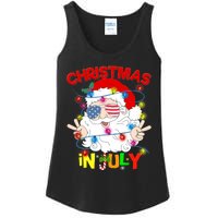 Christmas In July Santa Hat Sunglasses Usa Flag Summer Ladies Essential Tank