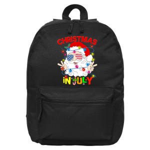 Christmas In July Santa Hat Sunglasses Usa Flag Summer 16 in Basic Backpack