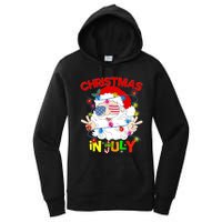 Christmas In July Santa Hat Sunglasses Usa Flag Summer Women's Pullover Hoodie