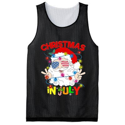 Christmas In July Santa Hat Sunglasses Usa Flag Summer Mesh Reversible Basketball Jersey Tank