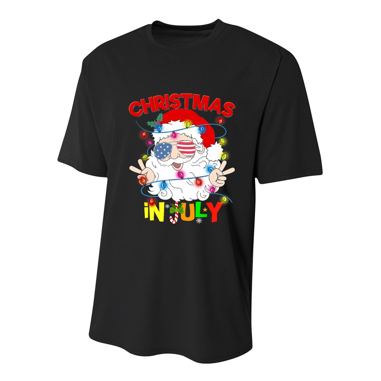 Christmas In July Santa Hat Sunglasses Usa Flag Summer Youth Performance Sprint T-Shirt