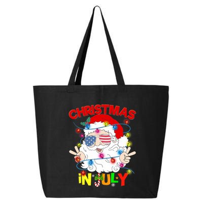 Christmas In July Santa Hat Sunglasses Usa Flag Summer 25L Jumbo Tote