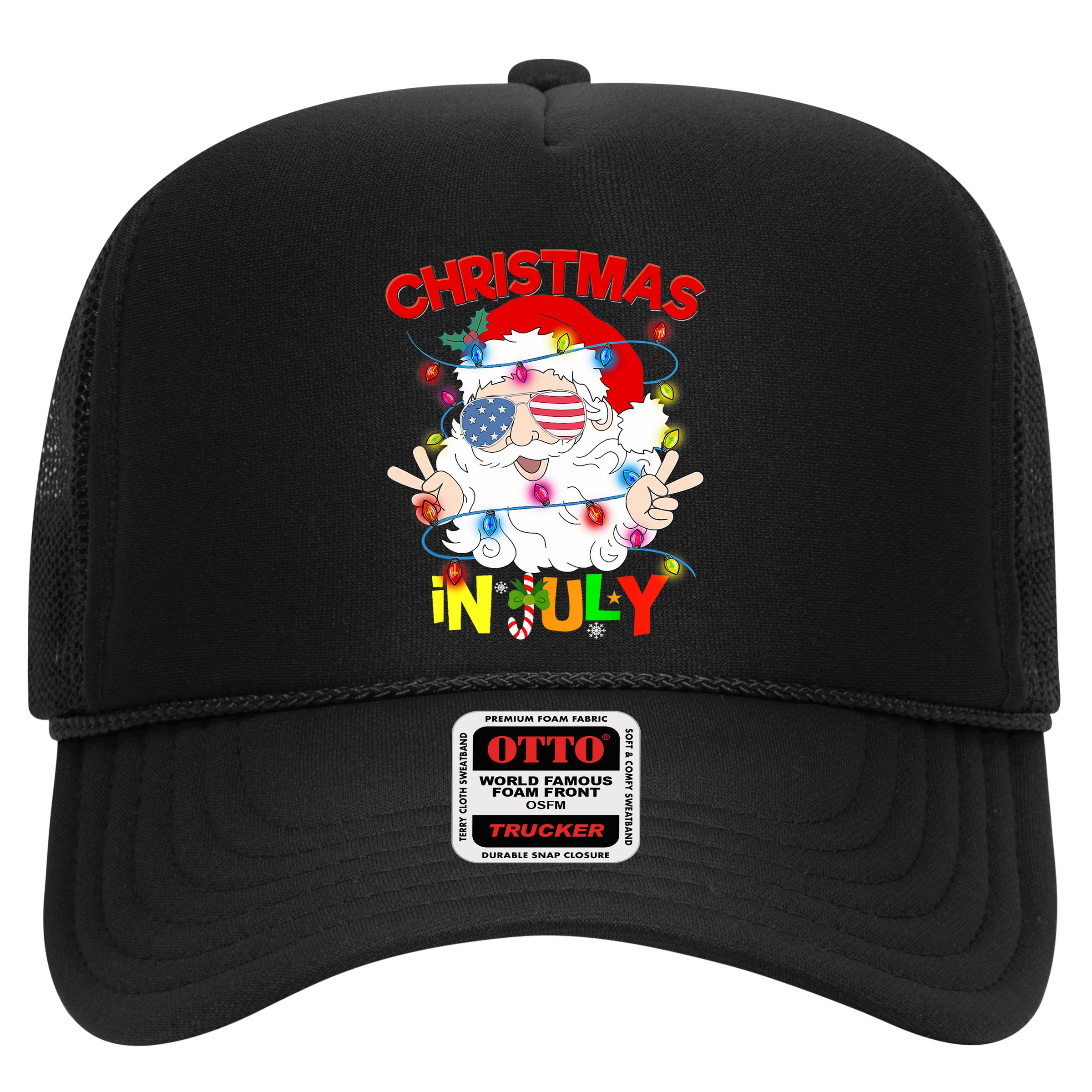Christmas In July Santa Hat Sunglasses Usa Flag Summer Hat
