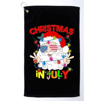 Christmas In July Santa Hat Sunglasses Usa Flag Summer Golf Towel