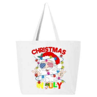 Christmas In July Santa Hat Sunglasses Usa Flag Summer 25L Jumbo Tote