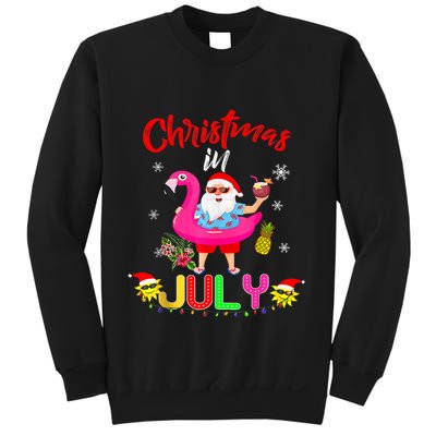 Christmas In July Santa Hawaiian Flamingo Summer Beach Sweatshirt