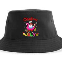 Christmas In July Santa Hawaiian Flamingo Summer Beach Sustainable Bucket Hat