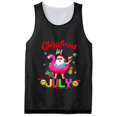 Christmas In July Santa Hawaiian Flamingo Summer Beach Mesh Reversible Basketball Jersey Tank