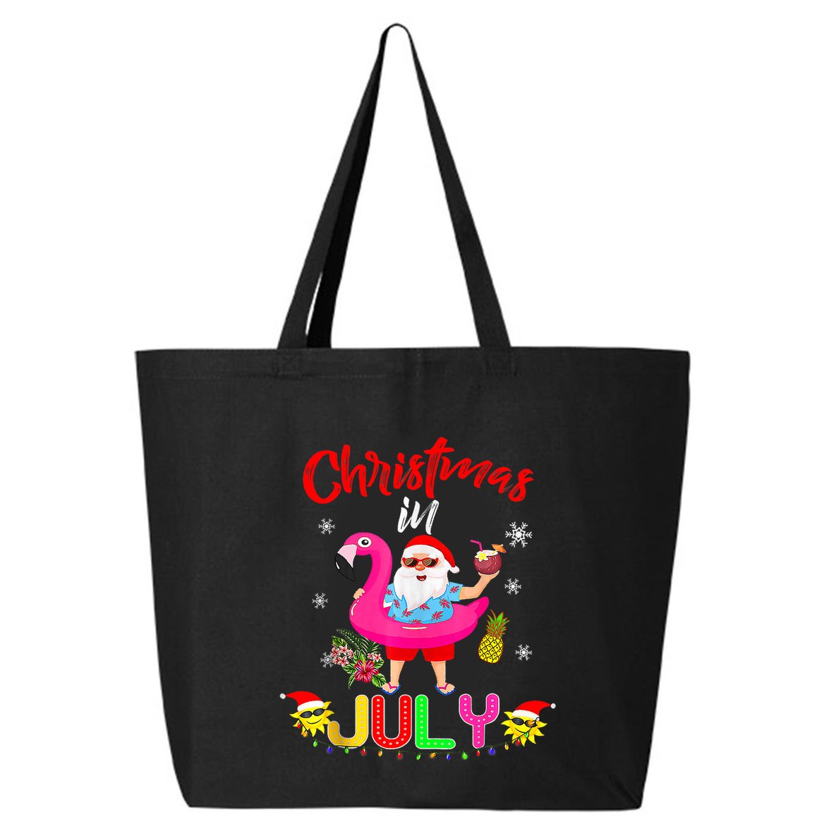 Christmas In July Santa Hawaiian Flamingo Summer Beach 25L Jumbo Tote