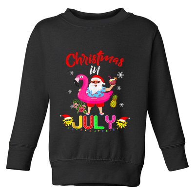 Christmas In July Santa Hawaiian Flamingo Summer Beach Toddler Sweatshirt