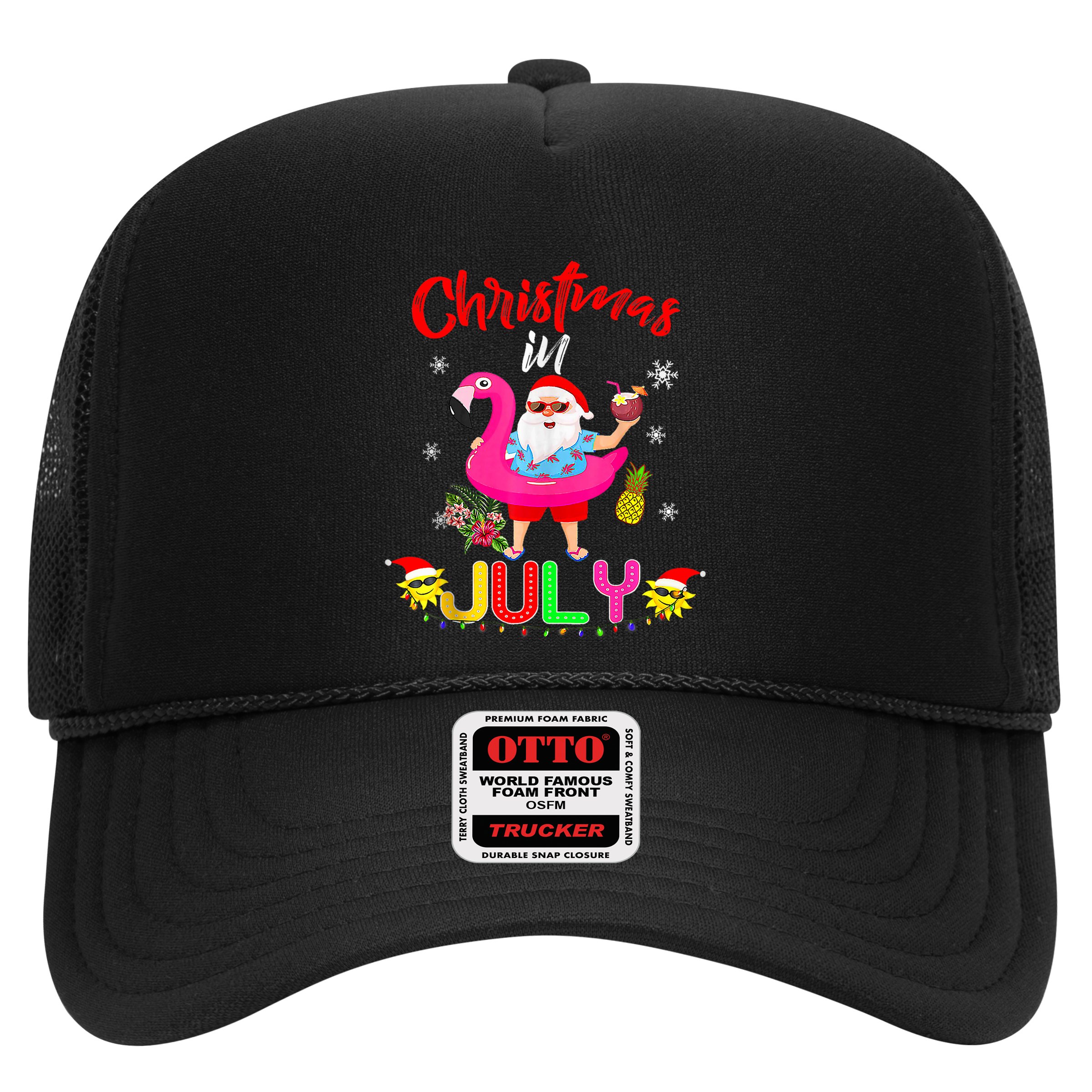 Christmas In July Santa Hawaiian Flamingo Summer Beach Hat