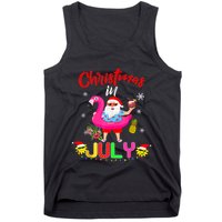 Christmas In July Santa Hawaiian Flamingo Summer Beach Tank Top