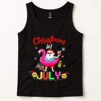 Christmas In July Santa Hawaiian Flamingo Summer Beach Tank Top