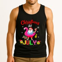 Christmas In July Santa Hawaiian Flamingo Summer Beach Tank Top