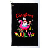 Christmas In July Santa Hawaiian Flamingo Summer Beach Golf Towel
