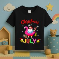 Christmas In July Santa Hawaiian Flamingo Summer Beach Toddler T-Shirt