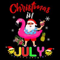 Christmas In July Santa Hawaiian Flamingo Summer Beach Toddler T-Shirt