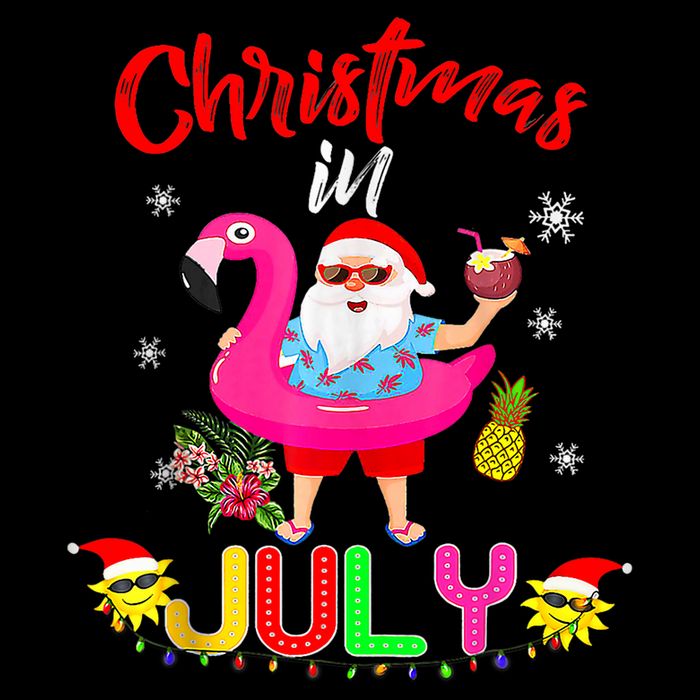 Christmas In July Santa Hawaiian Flamingo Summer Beach Toddler T-Shirt