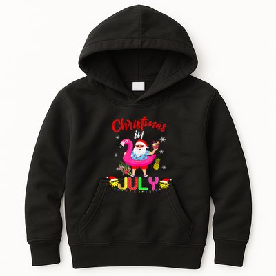 Christmas In July Santa Hawaiian Flamingo Summer Beach Kids Hoodie