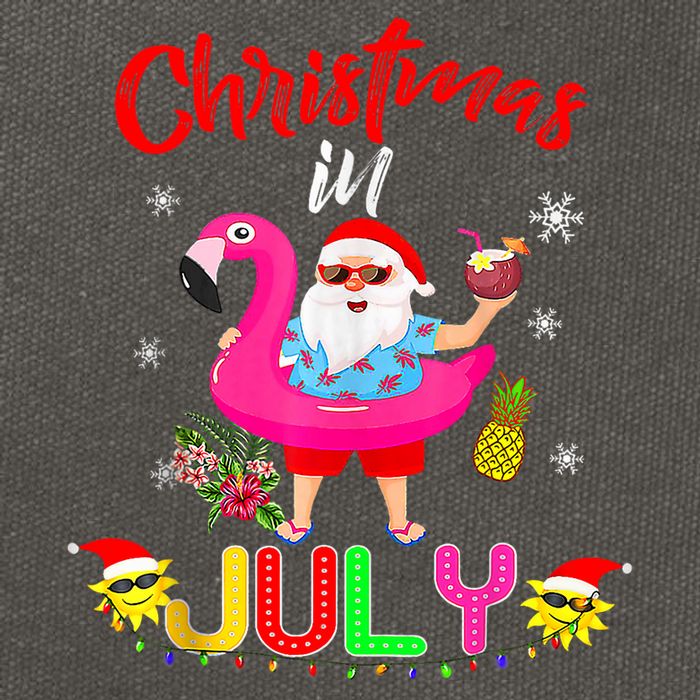 Christmas In July Santa Hawaiian Flamingo Summer Beach Cotton Canvas Backpack