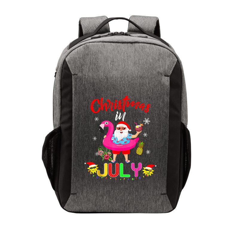 Christmas In July Santa Hawaiian Flamingo Summer Beach Vector Backpack