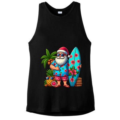 Christmas In July Santa Beach Summer Ladies PosiCharge Tri-Blend Wicking Tank