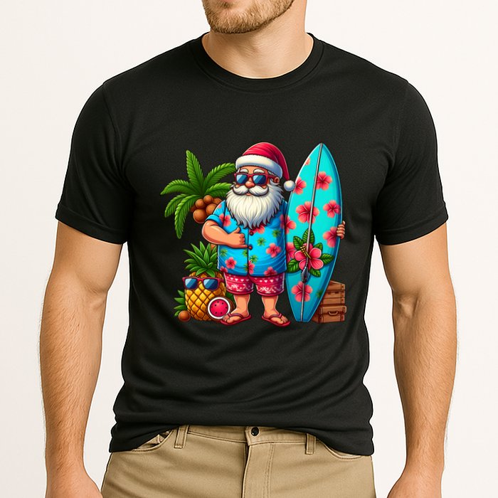 Christmas In July Santa Beach Summer Cooling Performance Crew T-Shirt