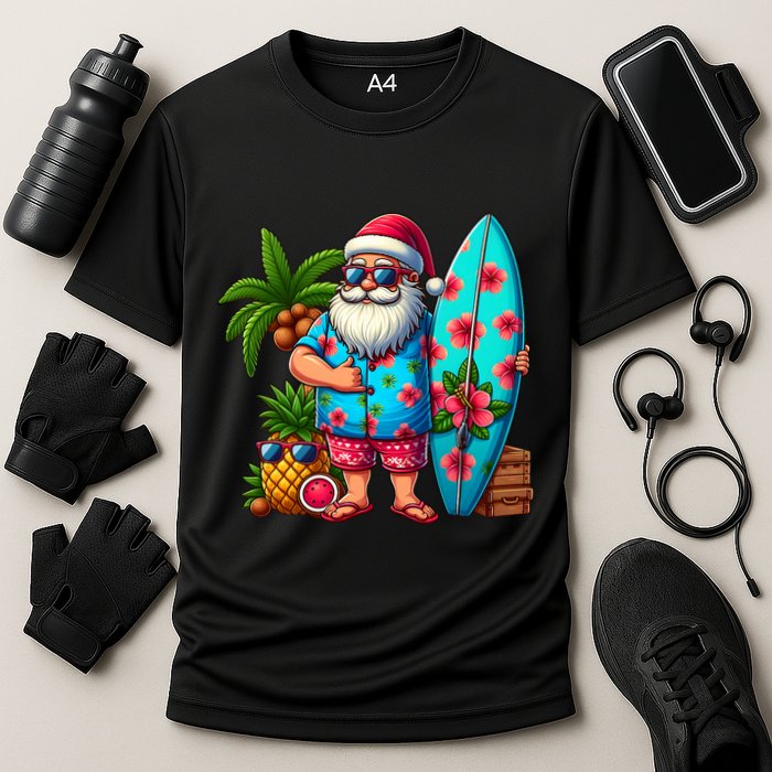 Christmas In July Santa Beach Summer Cooling Performance Crew T-Shirt