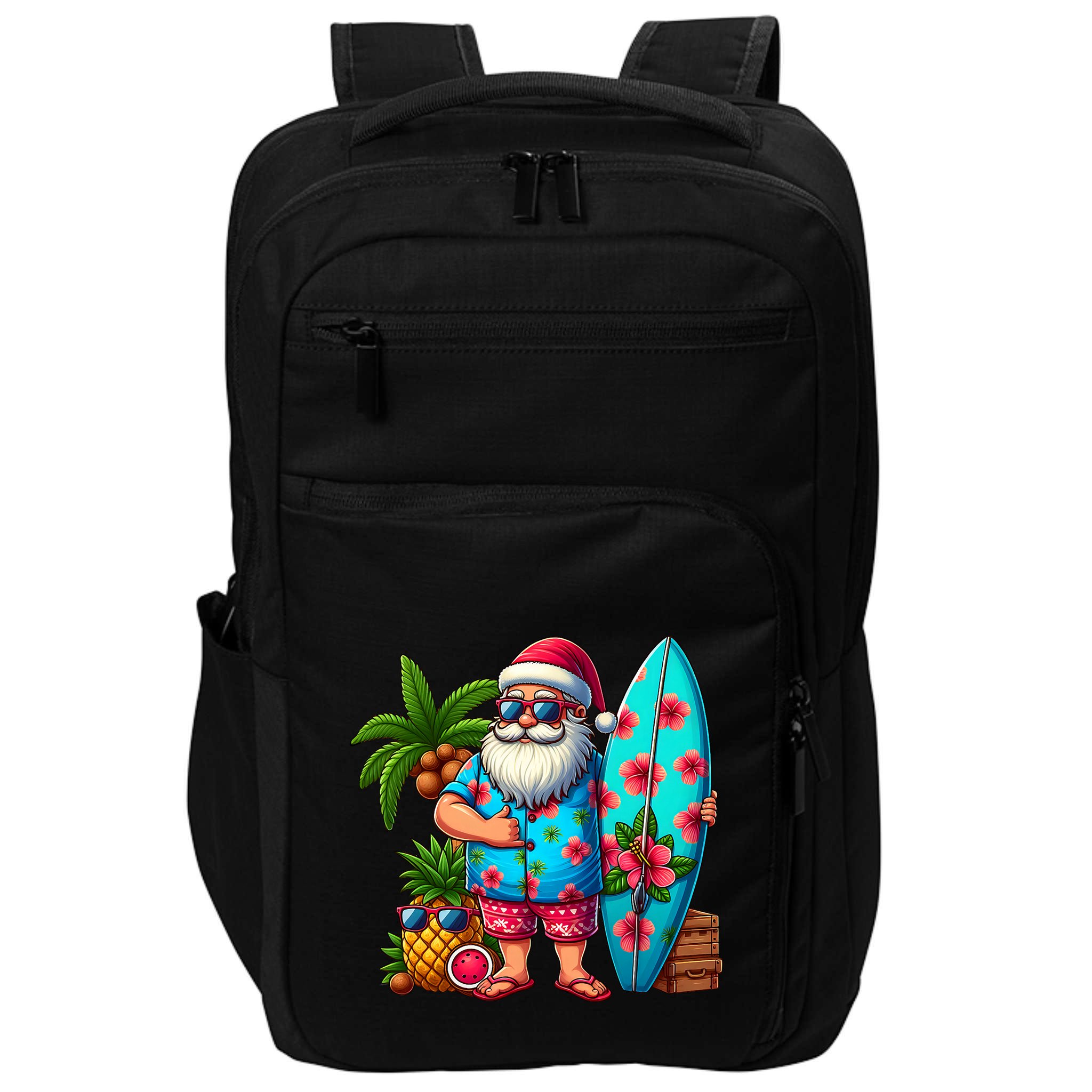 Christmas In July Santa Beach Summer Impact Tech Backpack