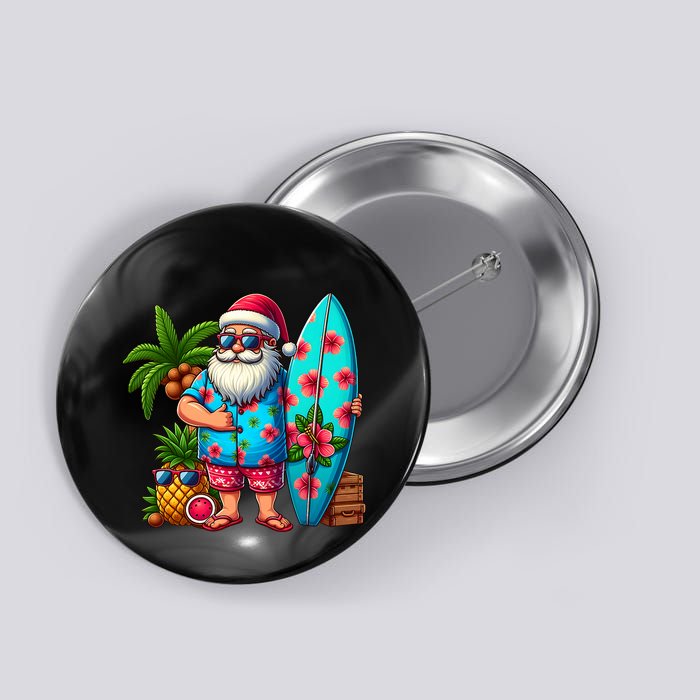 Christmas In July Santa Beach Summer Button