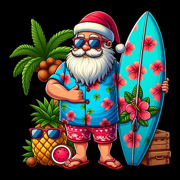 Christmas In July Santa Beach Summer Button