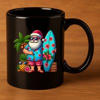 Christmas In July Santa Beach Summer 11oz C Handle Ceramic Mug