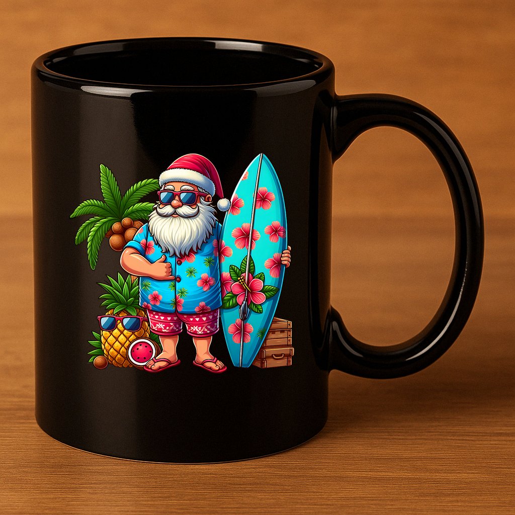 Christmas In July Santa Beach Summer 11oz C Handle Ceramic Mug