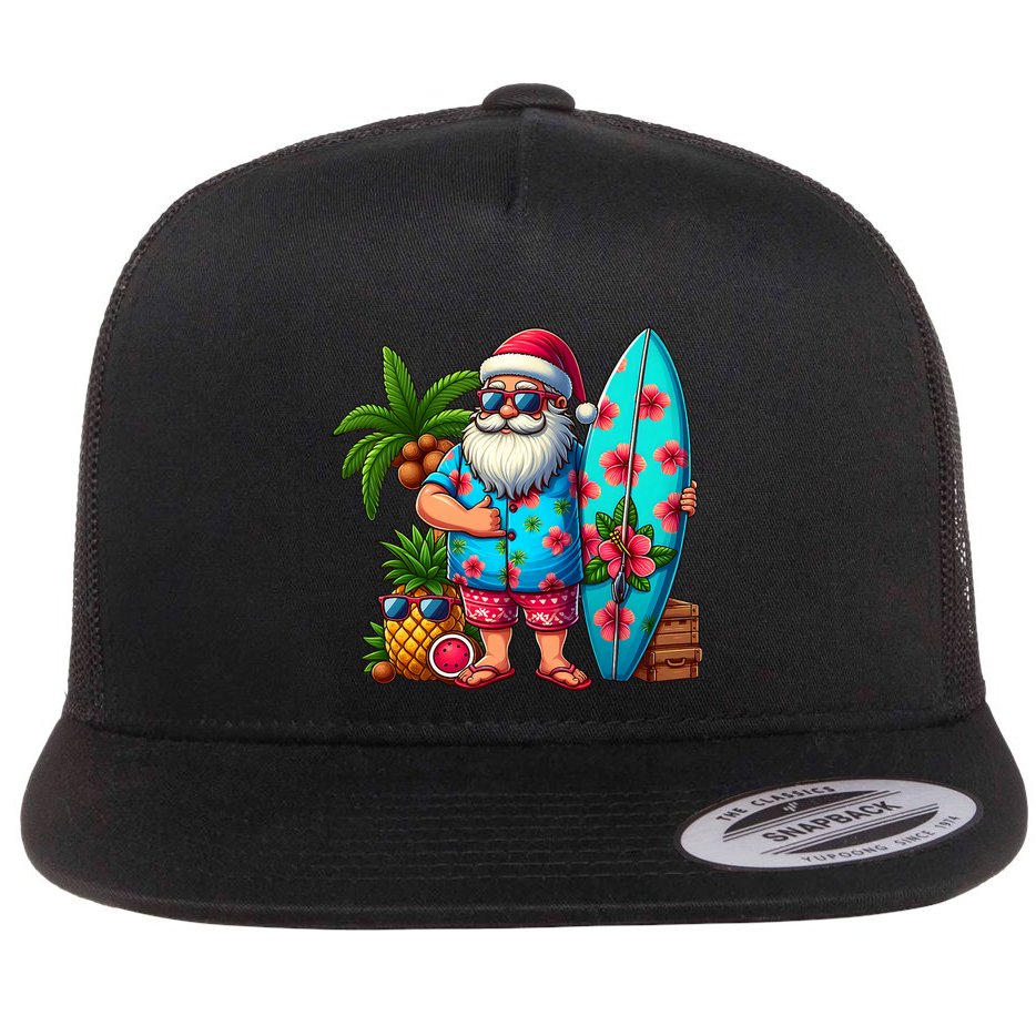 Christmas In July Santa Beach Summer Flat Bill Trucker Hat