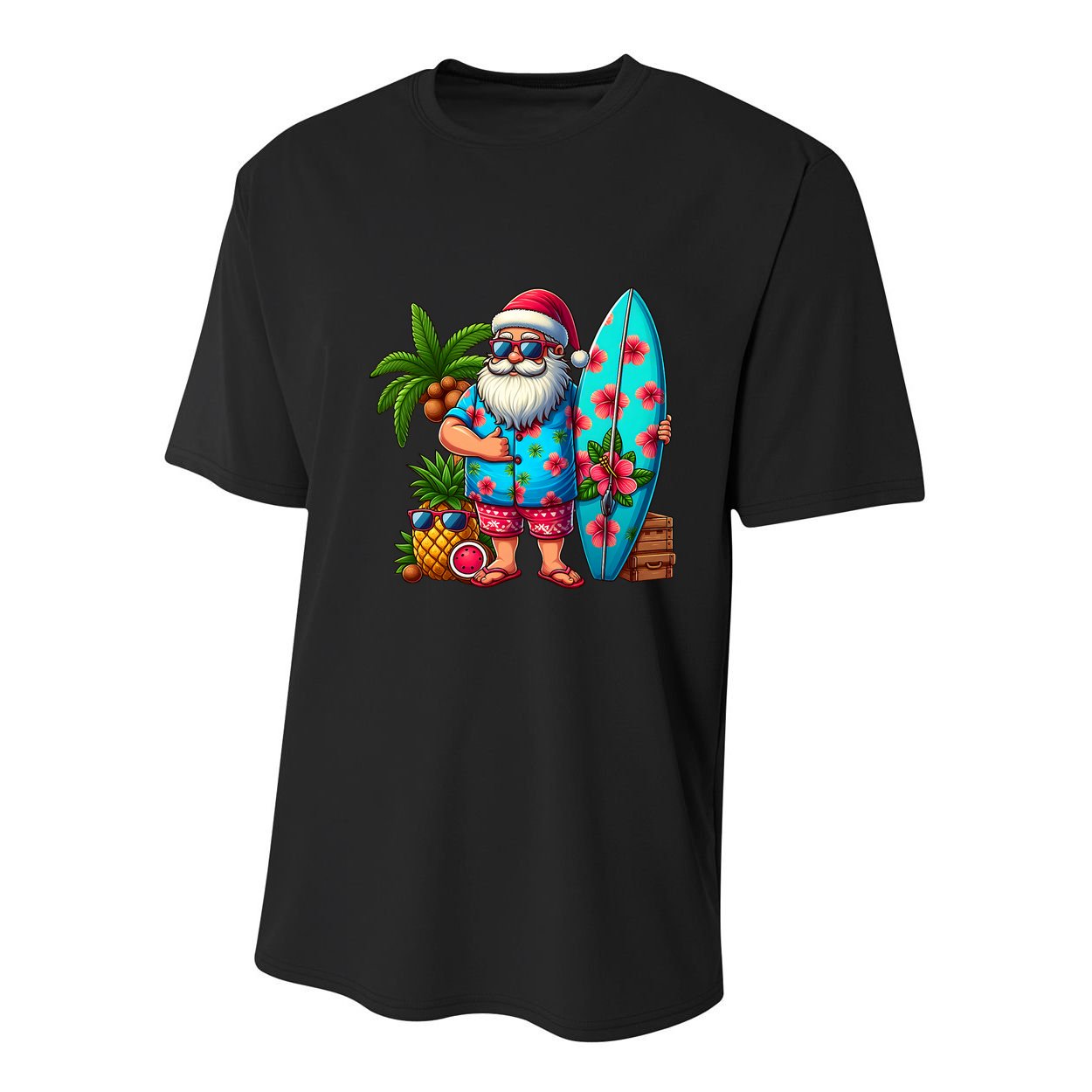 Christmas In July Santa Beach Summer Youth Performance Sprint T-Shirt