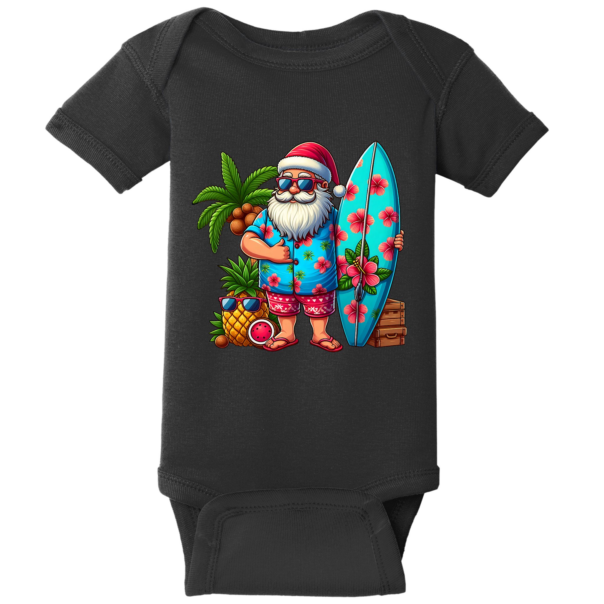 Christmas In July Santa Beach Summer Baby Bodysuit
